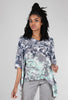 Heyne Bogut Linen Smoosh Dye Vee Top, Gray/Mint 