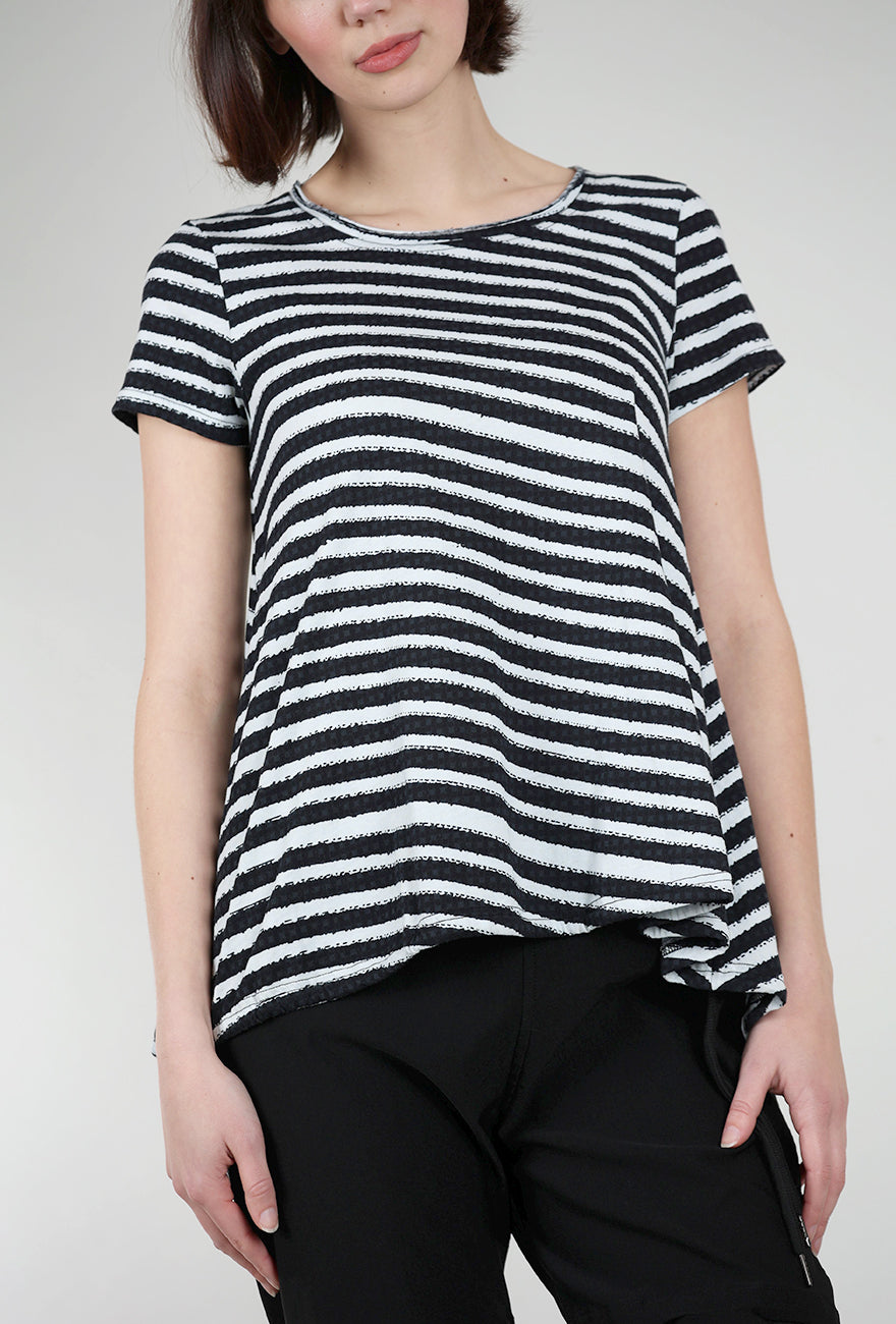 Rundholz Luxe Jersey Stripe S/S Tee, Black/White 