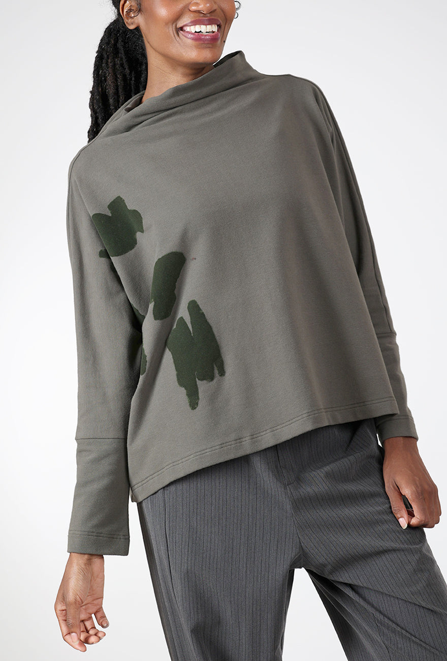 Funnel Dolman Fleece Top, Khaki