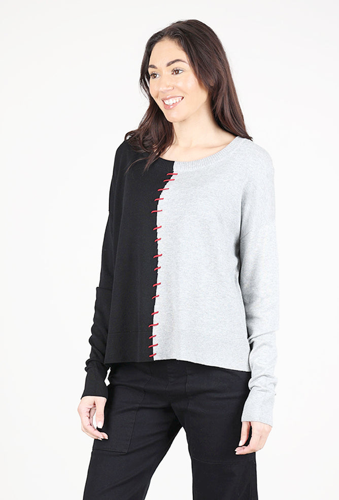 Planet Half-Whipped Sweater, Black/Heather Gray 