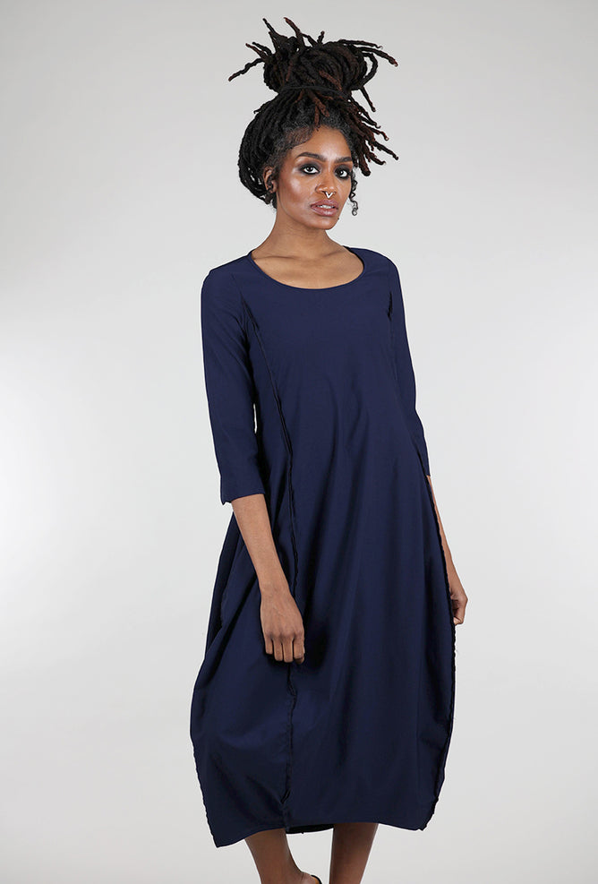 Rundholz Twill Tech Petal Seam Dress, Navy 