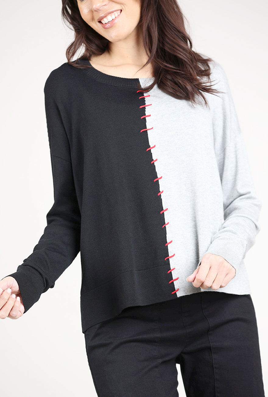 Planet Half-Whipped Sweater, Black/Heather Gray 