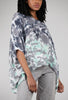 Heyne Bogut Linen Smoosh Dye Vee Top, Gray/Mint 
