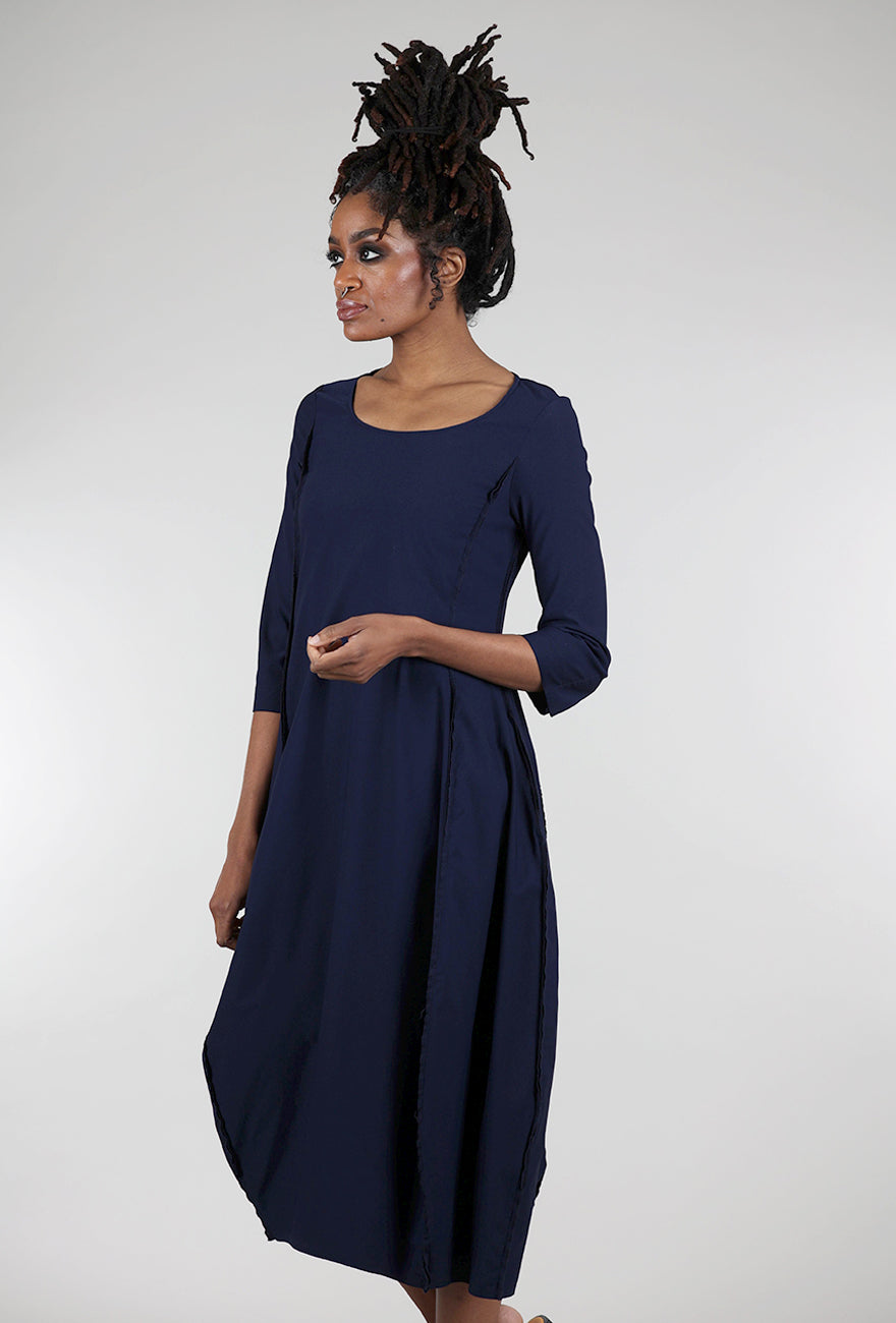 Rundholz Twill Tech Petal Seam Dress, Navy 