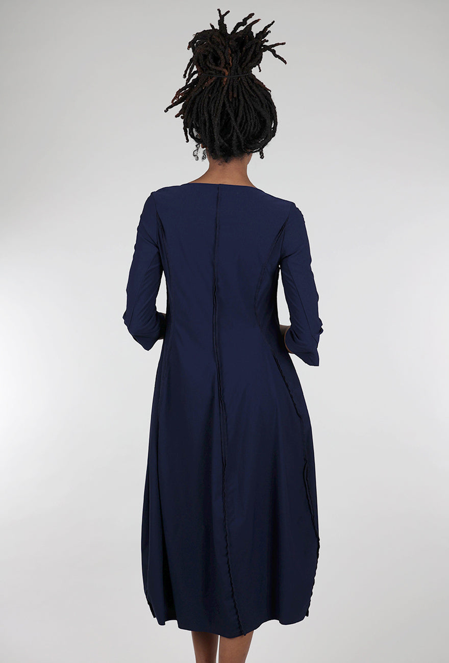 Rundholz Twill Tech Petal Seam Dress, Navy 