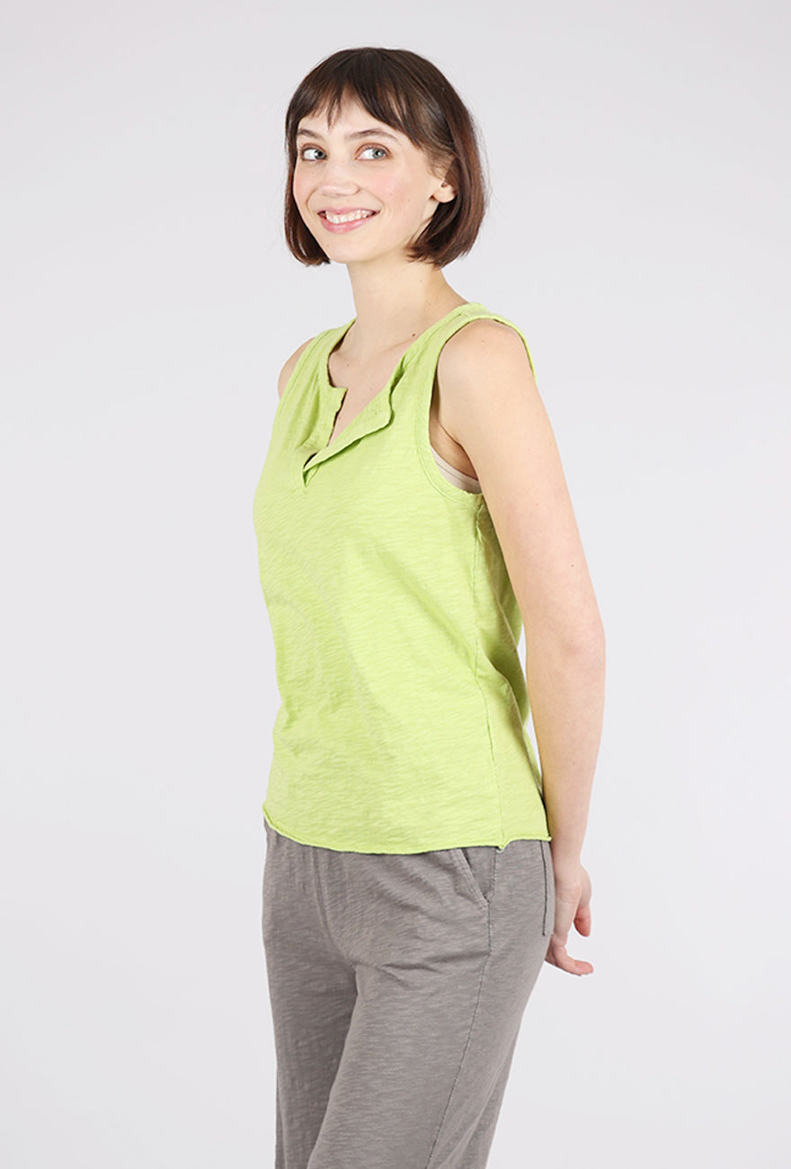 Mododoc Split Neck Henley Tank, Lime 