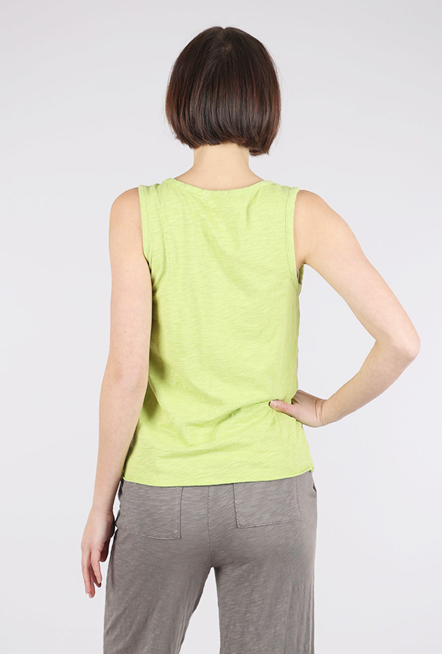 Mododoc Split Neck Henley Tank, Lime 