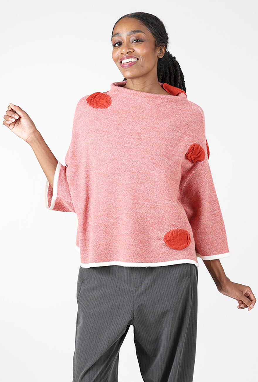 Birdseye Wool Dot Pullover, Orange