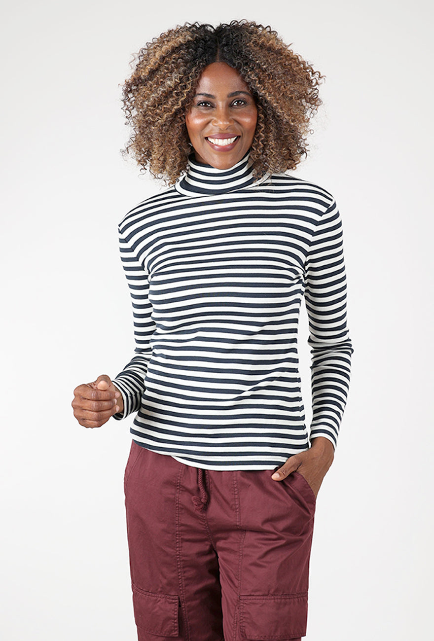 Slim BB Turtleneck, Raw White/Charcoal