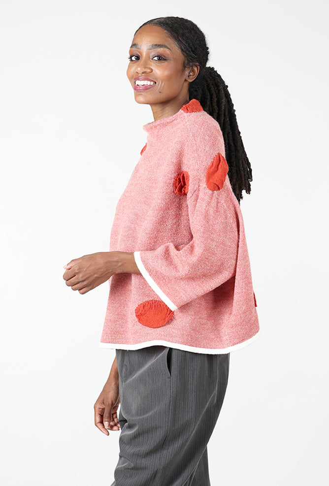 Moyuru Birdseye Wool Dot Pullover, Orange 