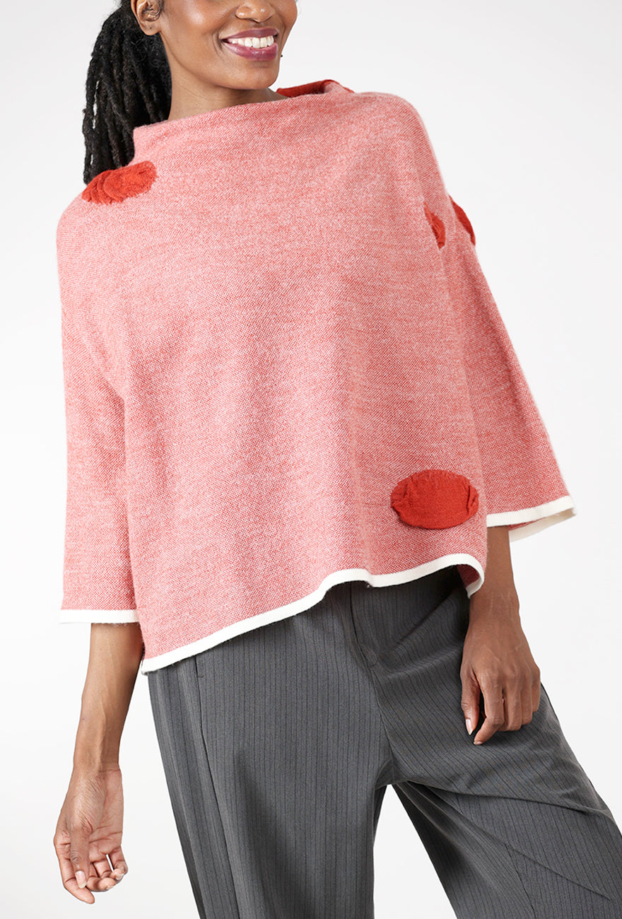 Birdseye Wool Dot Pullover, Orange Angle 4