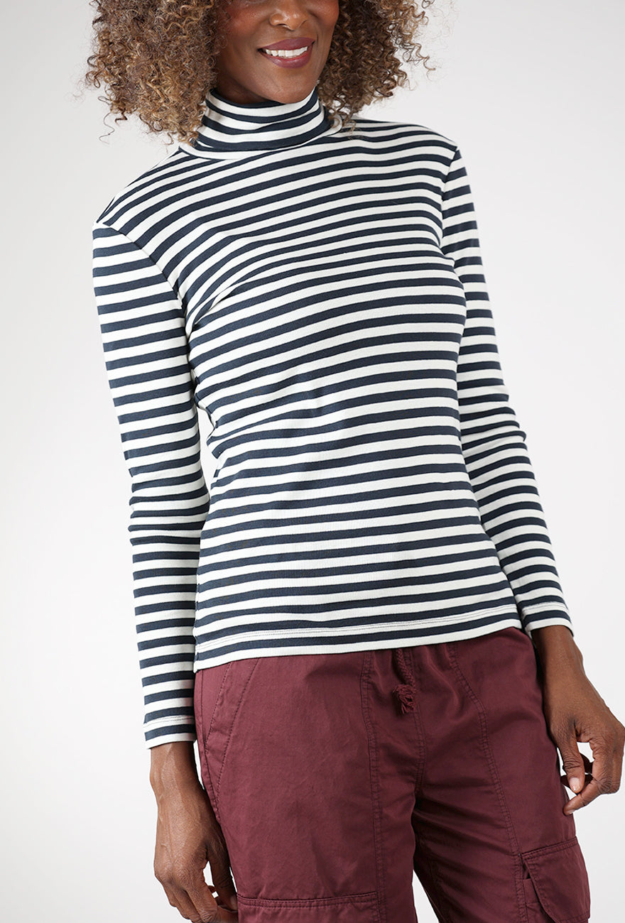 Slim BB Turtleneck, Raw White/Charcoal