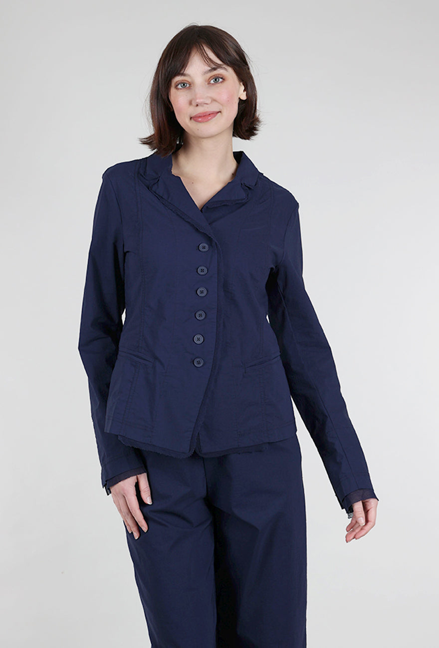 Rundholz Cotton Linen Twill Mesh Details Jacket, Navy 