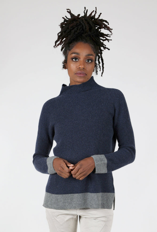 Kokun Colorblock Funnel Cashmere, Ink/Gray 