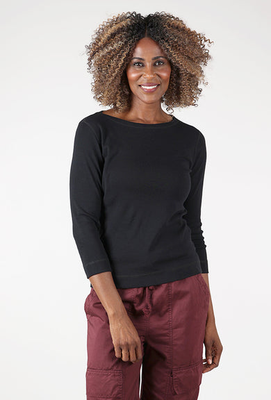 By Basics Organic Cotton Boatneck Tee, Black 