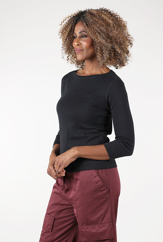 By Basics Organic Cotton Boatneck Tee, Black 