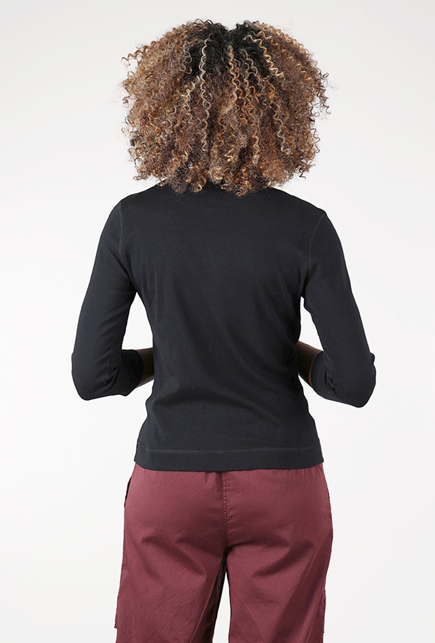 Organic Cotton Boatneck Tee, Black Angle 3