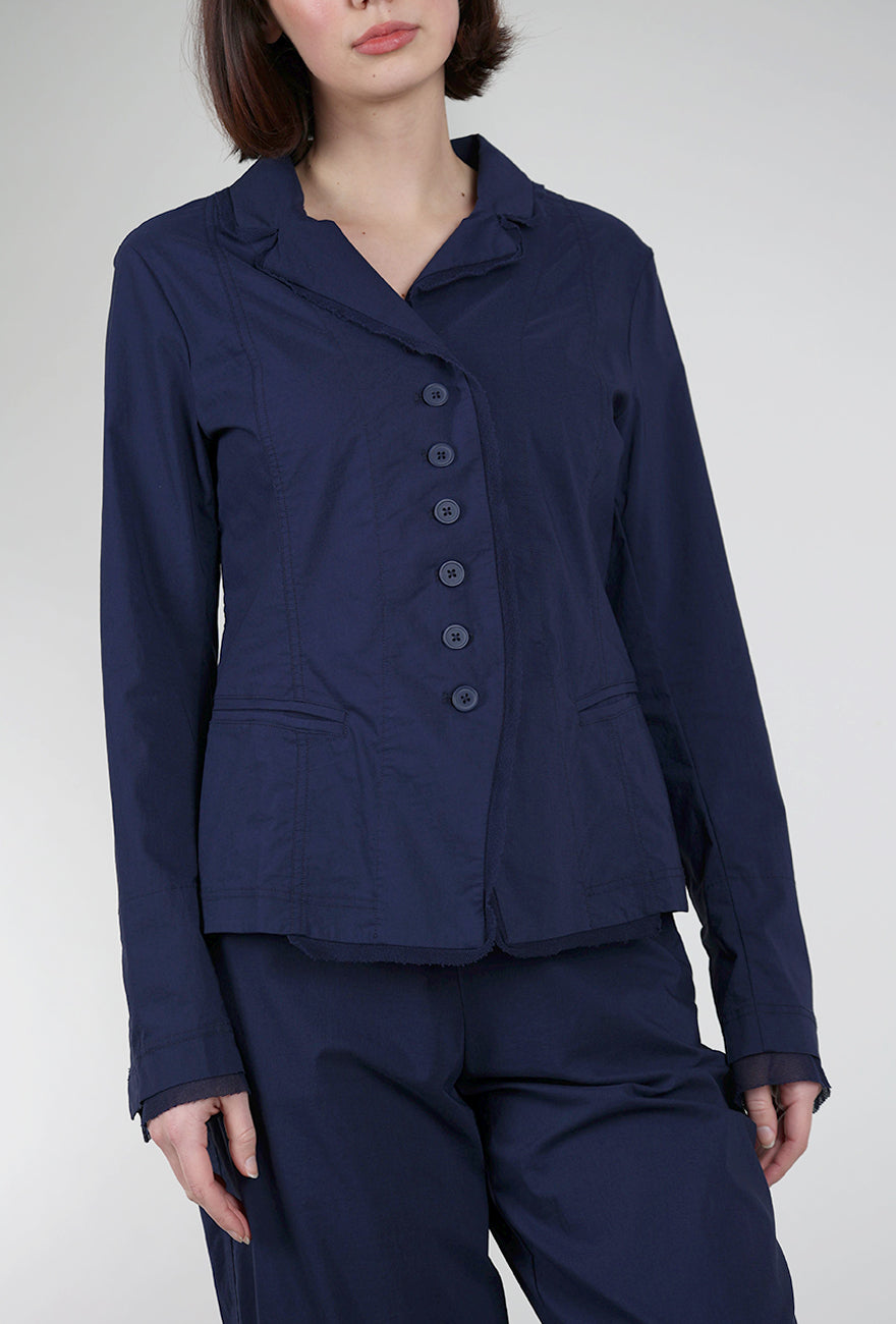 Rundholz Cotton Linen Twill Mesh Details Jacket, Navy 