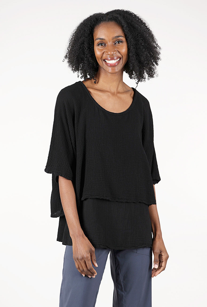 Oh My Gauze Twins Top, Black 