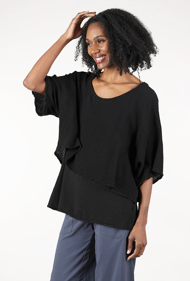 Oh My Gauze Twins Top, Black 
