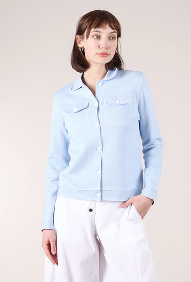 Trisha Tyler Faux Stitching Cardigan, Sky Blue 