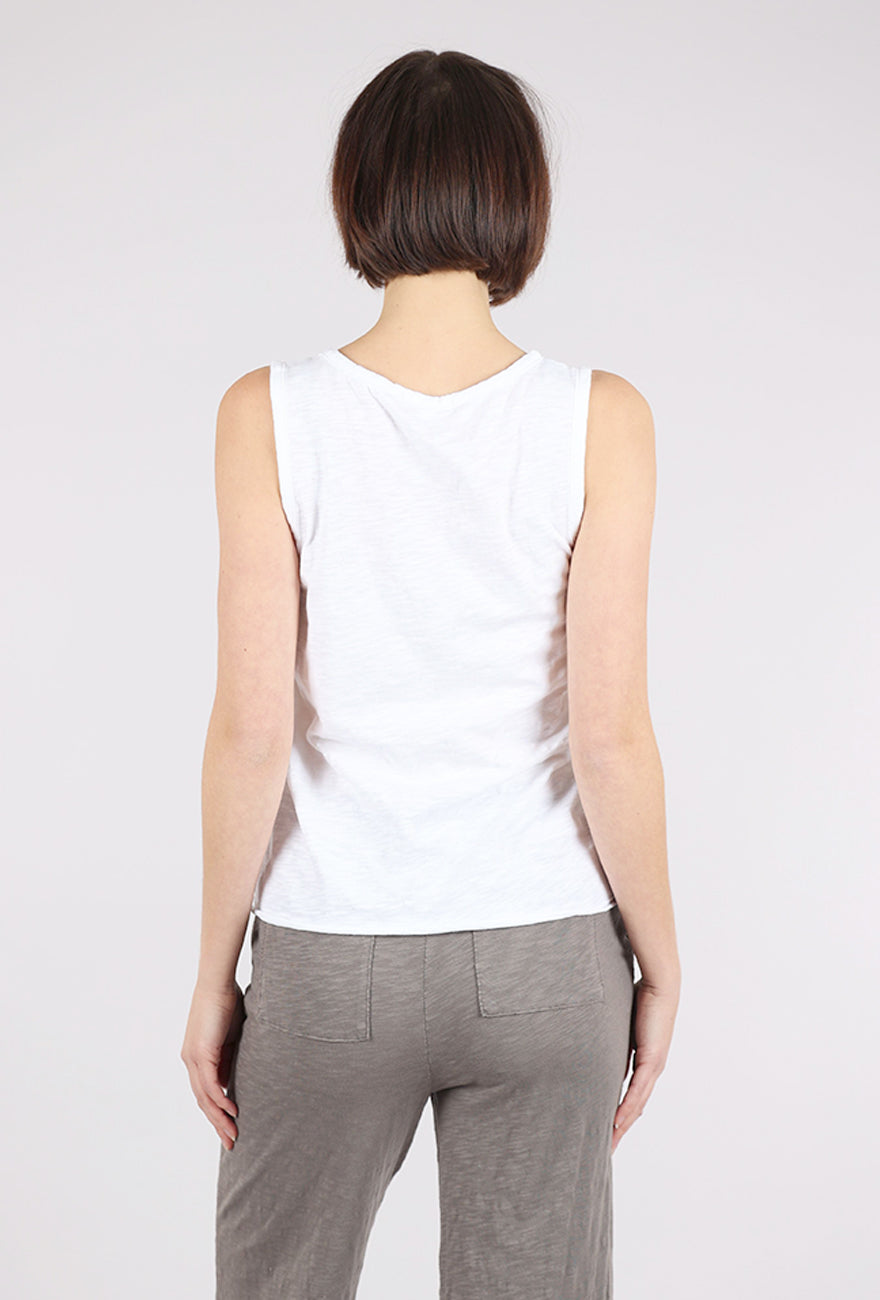 Mododoc Split Neck Henley Tank, White 