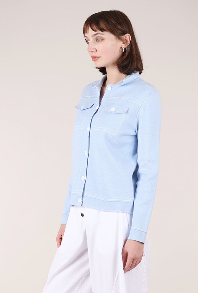 Trisha Tyler Faux Stitching Cardigan, Sky Blue 