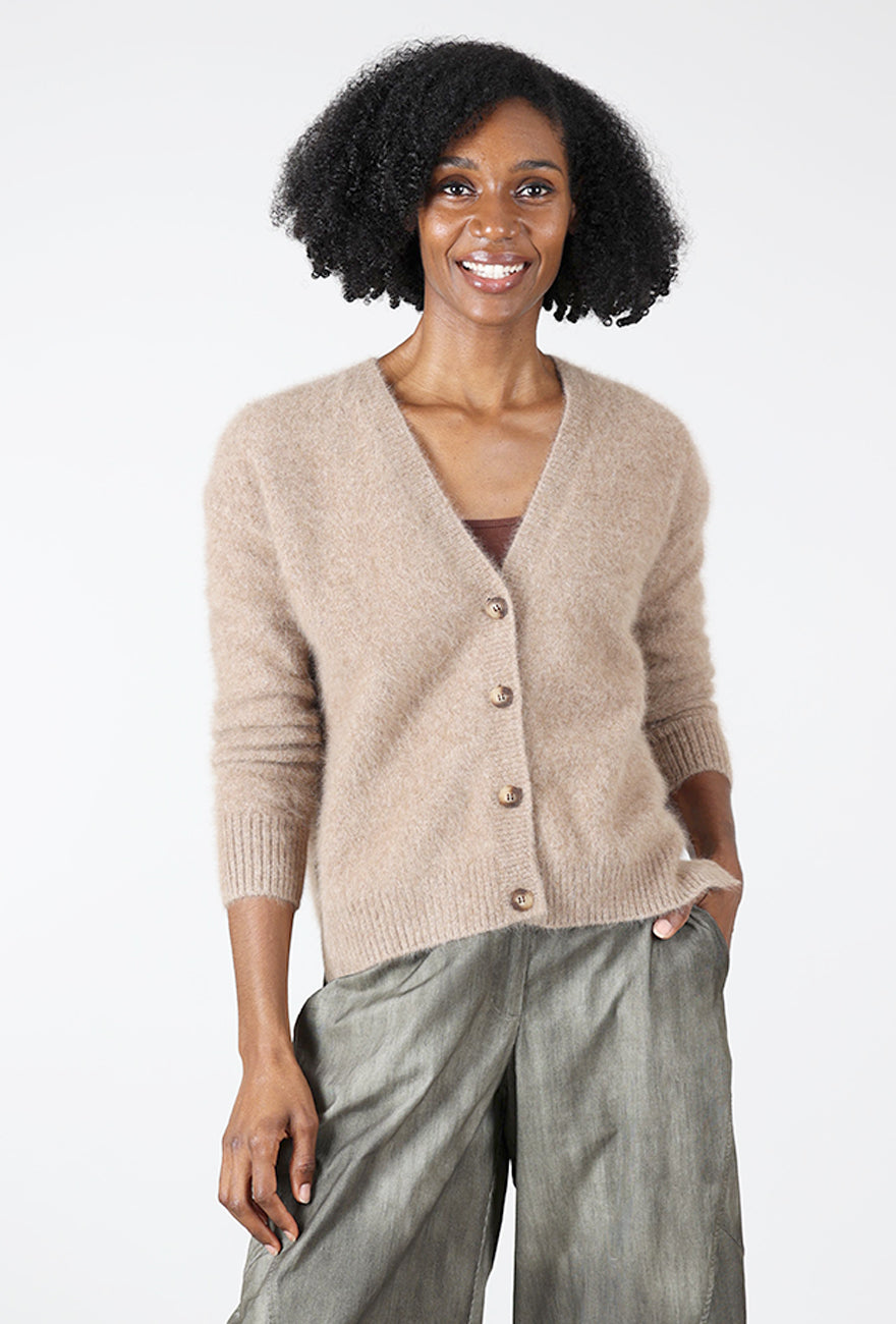 Grandpa Cropped Cardie, Latte