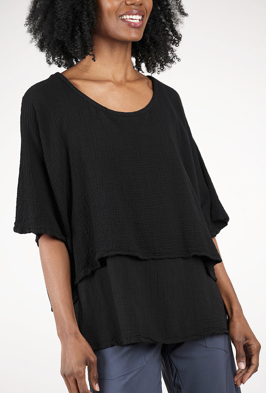 Oh My Gauze Twins Top, Black 