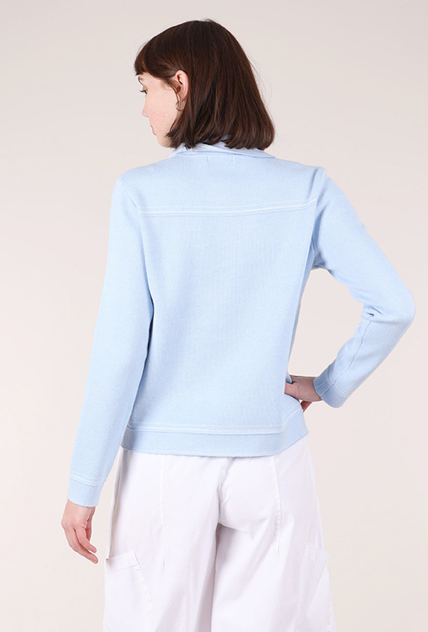 Trisha Tyler Faux Stitching Cardigan, Sky Blue 