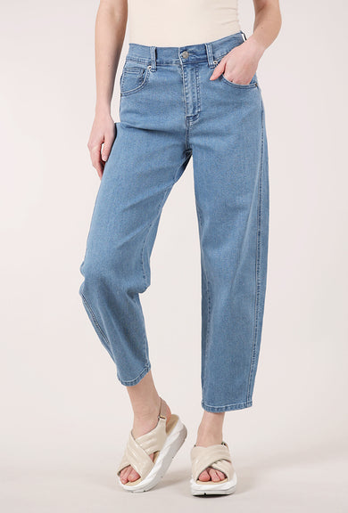 Noen Stretch Denim Barrel Pant, Pale Blue 