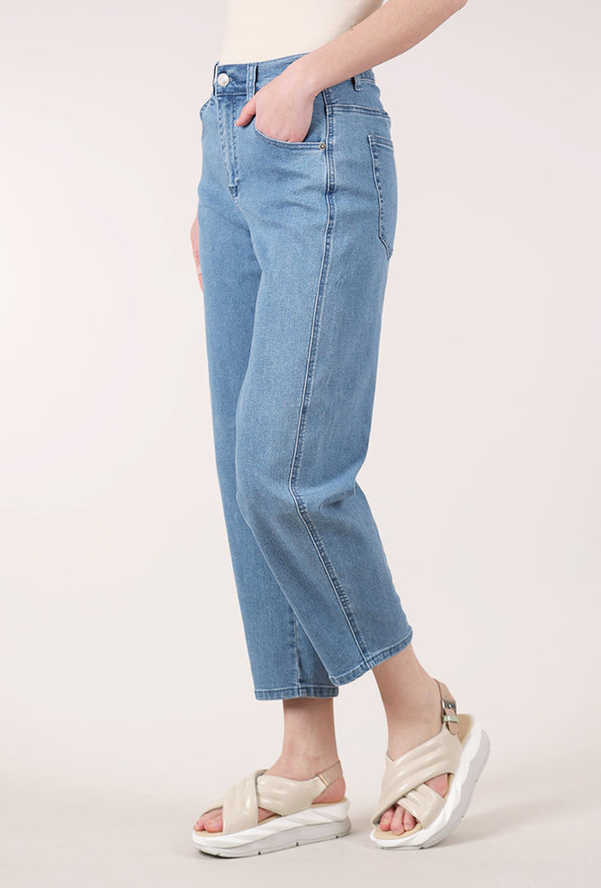 Noen Stretch Denim Barrel Pant, Pale Blue 