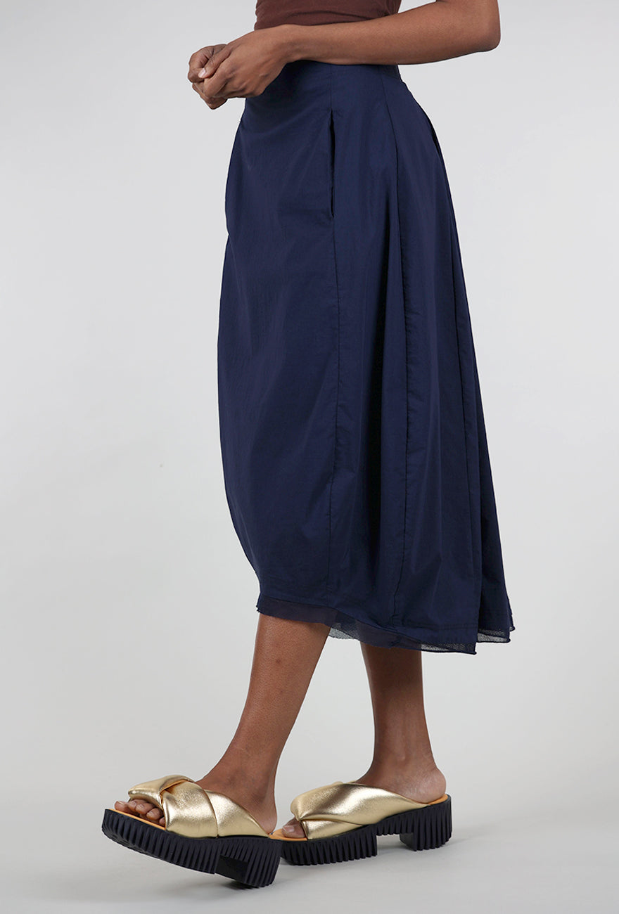 Rundholz CLT Mesh Details A-Line Skirt, Navy 