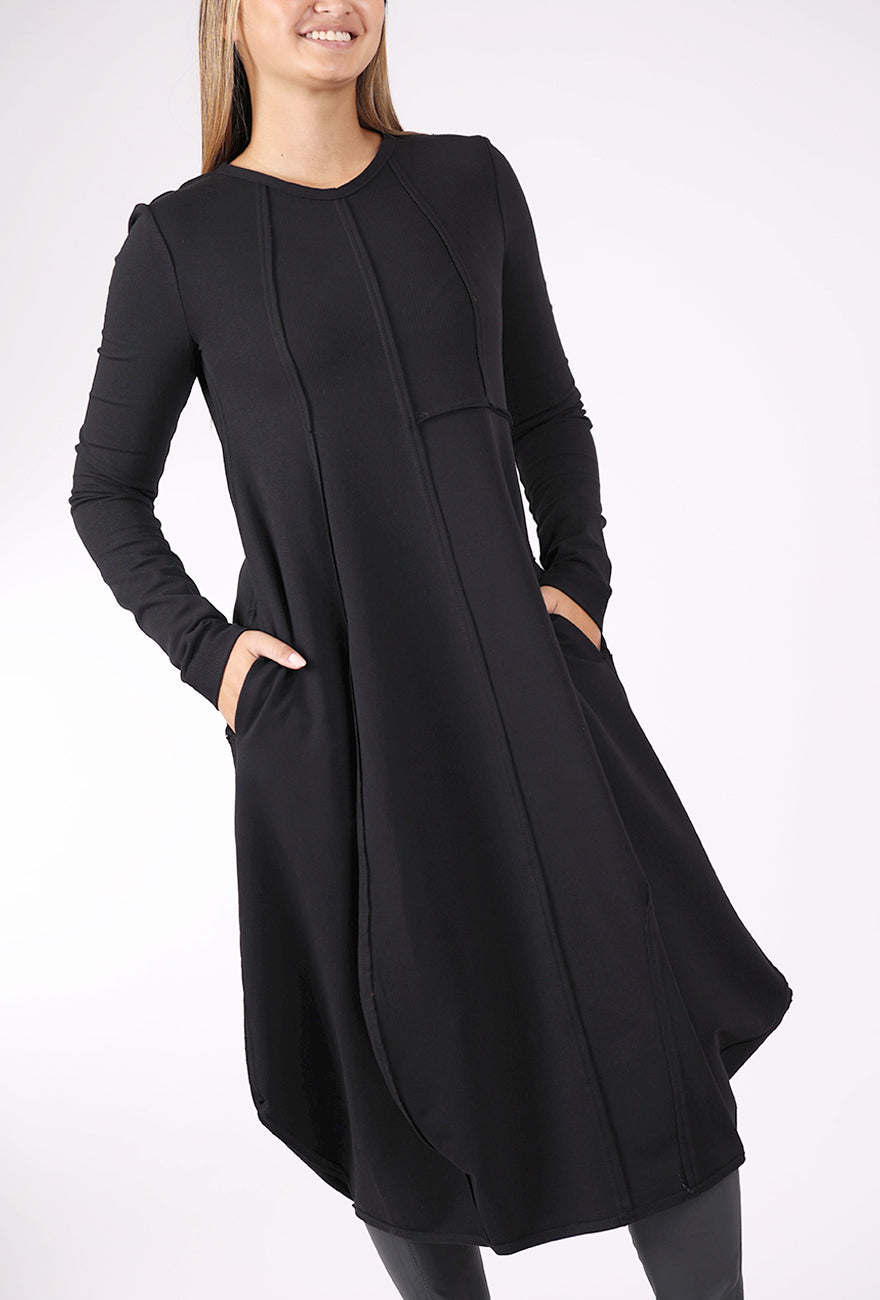 Kedziorek Dimensional Seams Lantern Dress, Black 