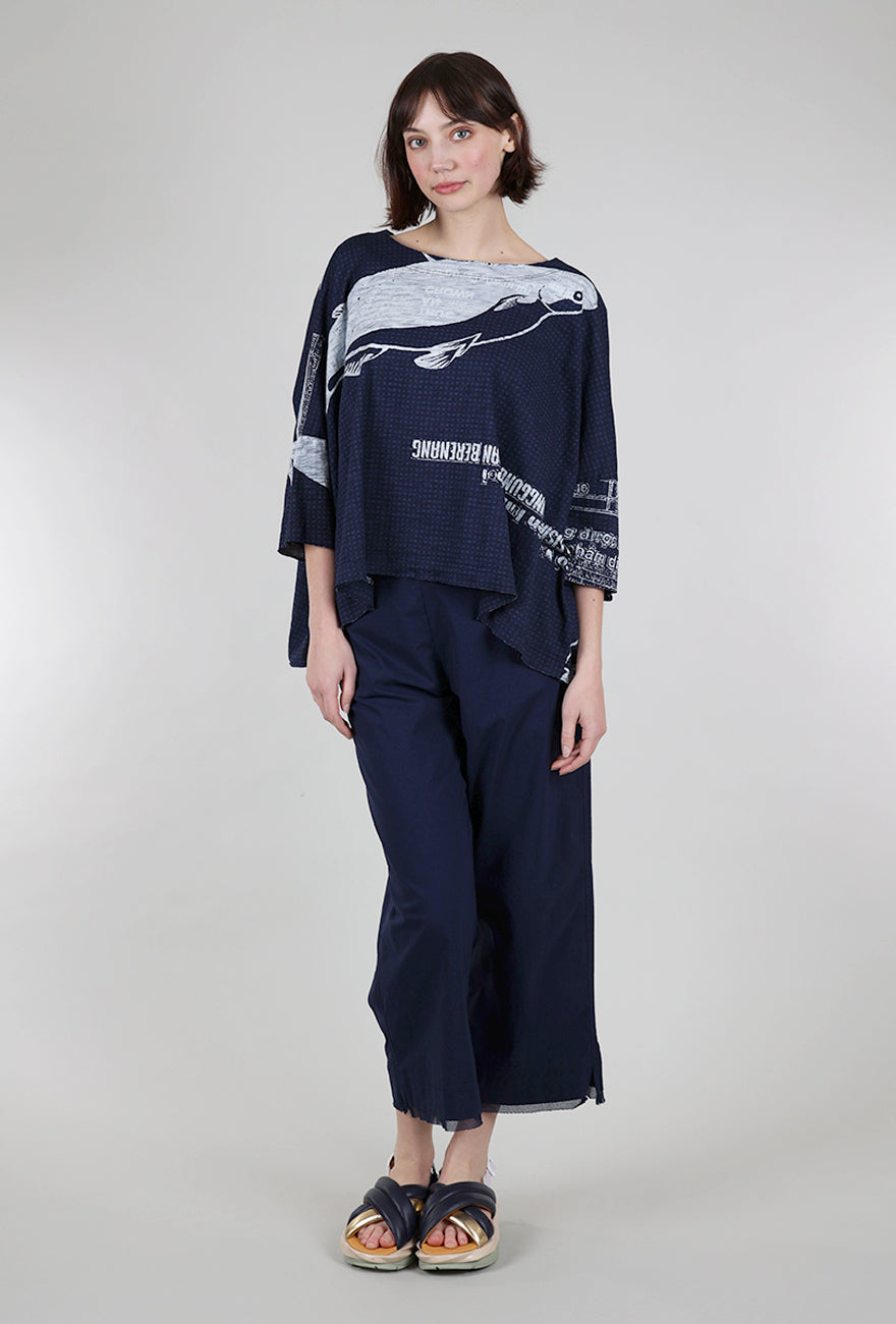 Rundholz Slub Jersey Boxy Graphic Tee, Navy 