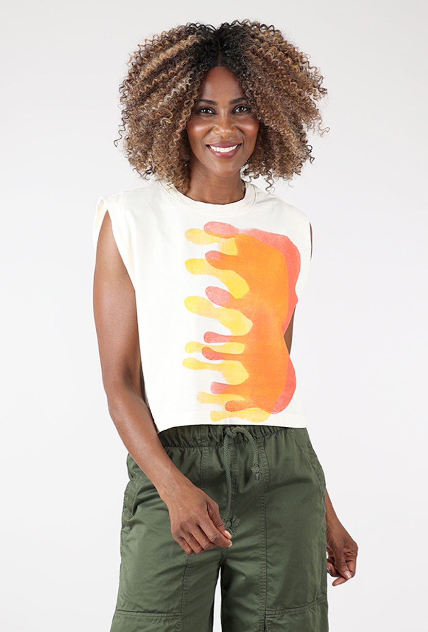 Go To Devil Blob Joan Muscle Tee, Off White 