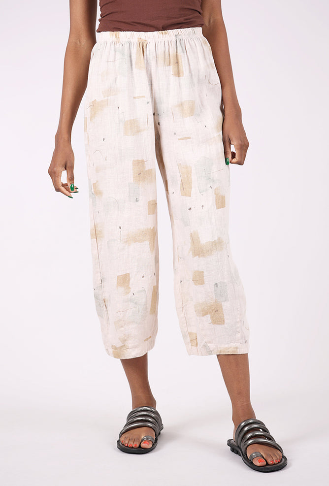 Brushstroke Linen Pant, Pearly