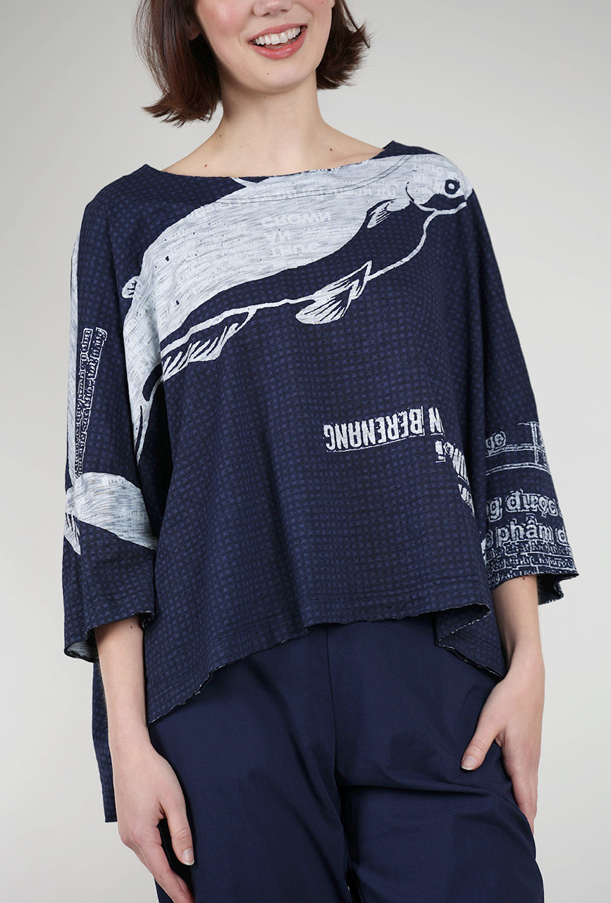 Rundholz Slub Jersey Boxy Graphic Tee, Navy 