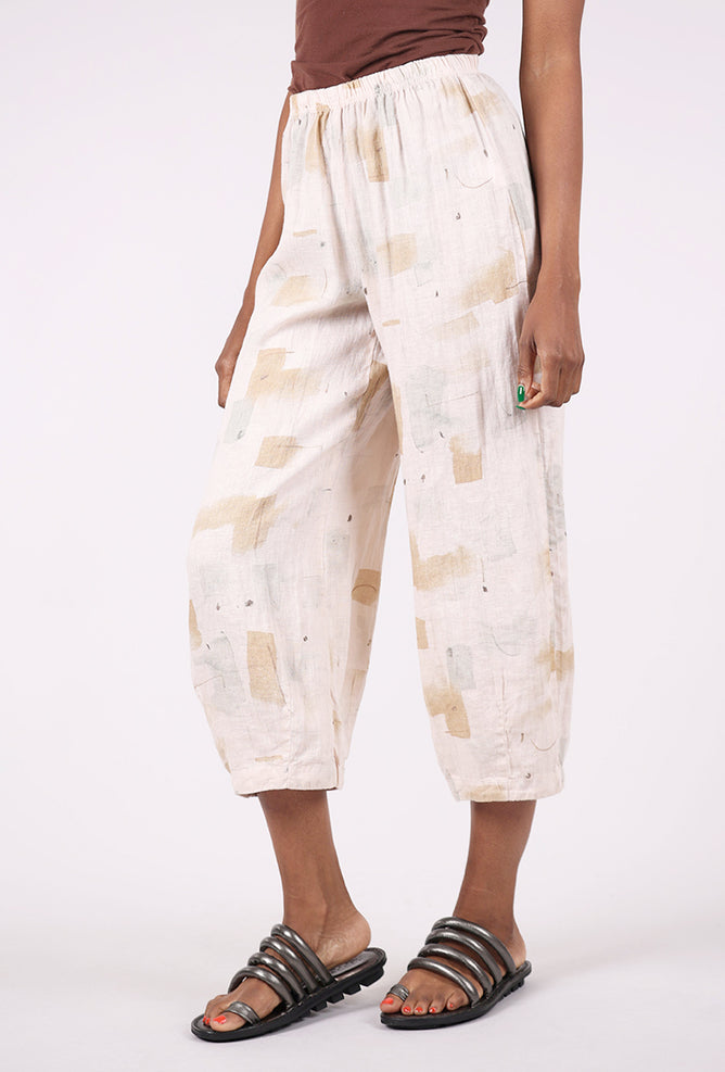 Brushstroke Linen Pant, Pearly