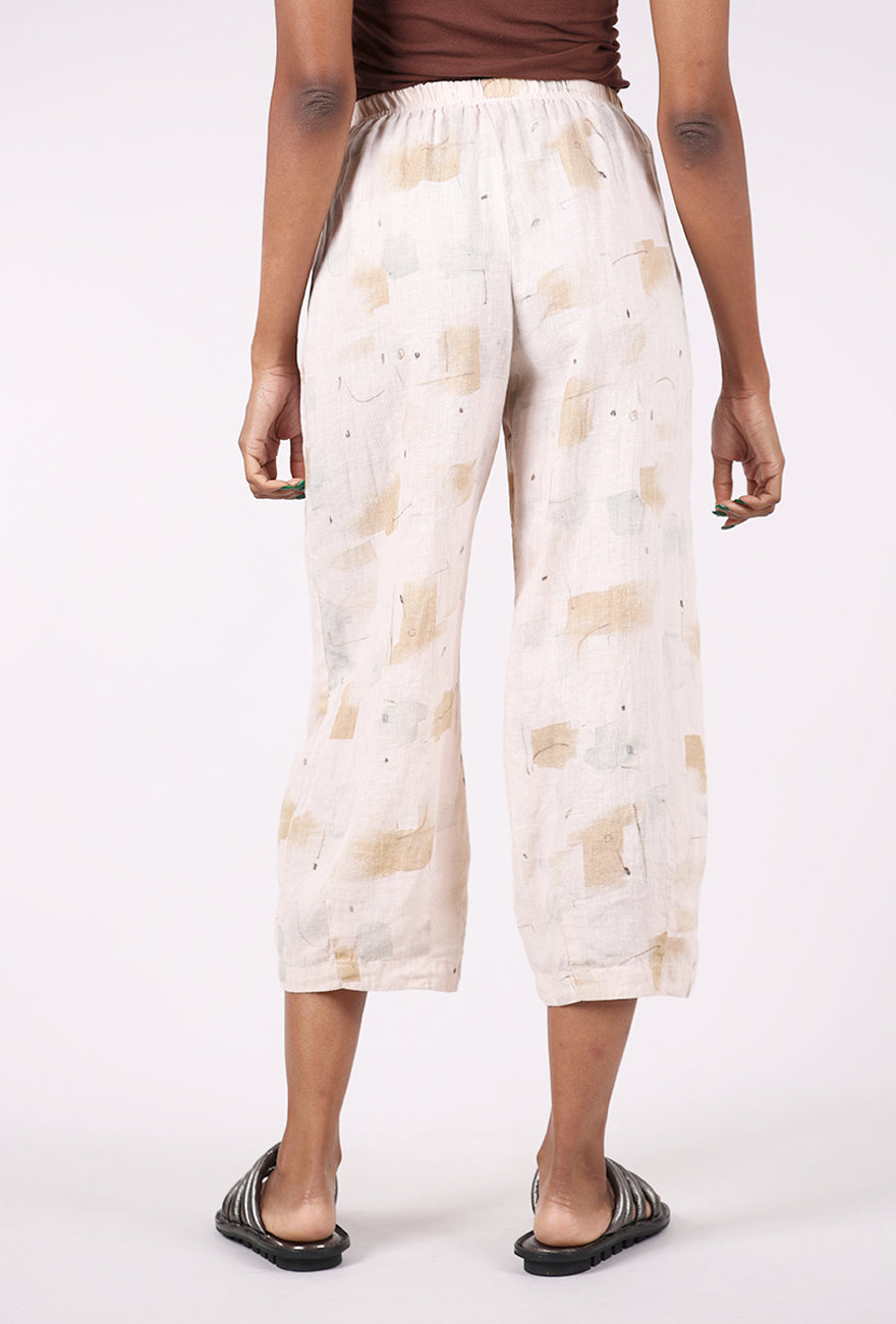 Brushstroke Linen Pant, Pearly