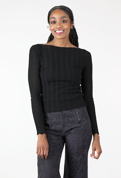 Hija Fine Wool Top, Black