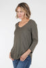 Mododoc Curved-Hem 3/4-Sleeve Tee, Olive 