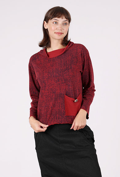 Color Me Cotton Button Detail Print Yoga Top, Merlot 