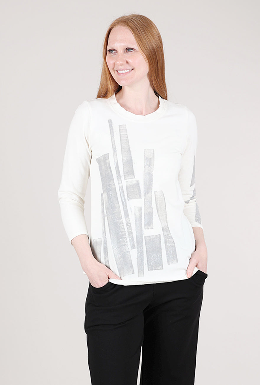 Cynthia Ashby Fitted Silver Graphic Tee, Natural 