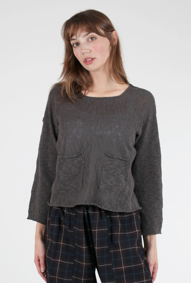 Paper Temples Reverse Solid Pullover, Charcoal 