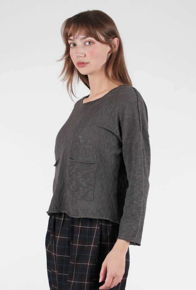 Paper Temples Reverse Solid Pullover, Charcoal 