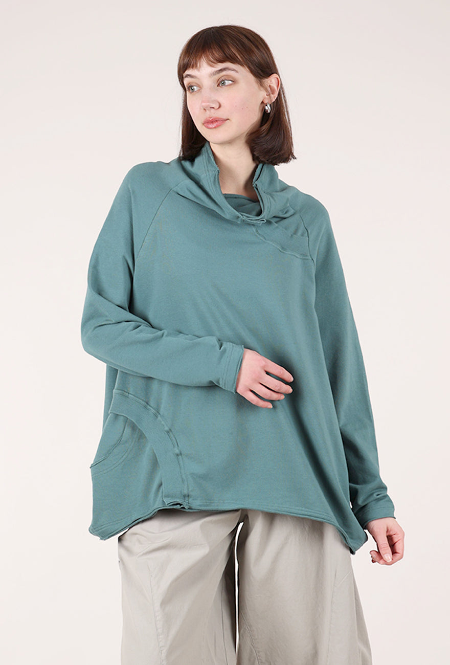 Rundholz French Terry Drape-Neck Sweatshirt, Grass 