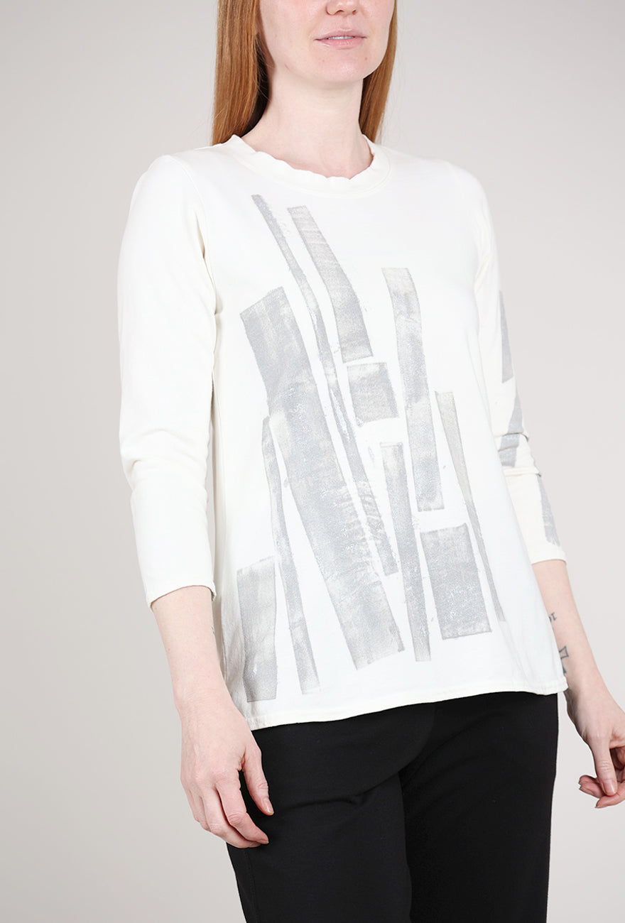 Cynthia Ashby Fitted Silver Graphic Tee, Natural 