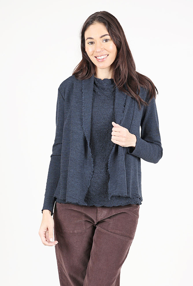By Basics Raw Edge Short Cardie, Midnight Blue Melange 