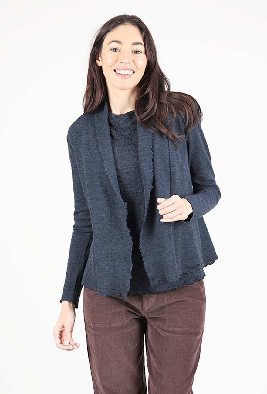 By Basics Raw Edge Short Cardie, Midnight Blue Melange 